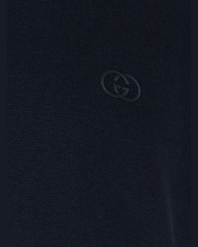 Gucci Men's Polo Collar Sweater Blue Cotton T-Shirts And Polos Navy