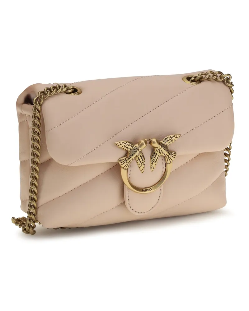 Pinko Women's Love Baby Shoulder Bag Rosa Cammeo-Antique Gold Calf Leather Bos Taurus Beige