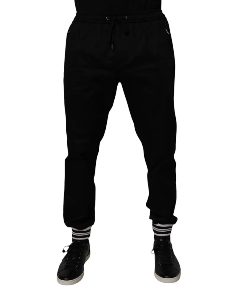 Dolce & Gabbana Men's Black Cotton Stretch Jogger Sweatpants Pants Elastane Black
