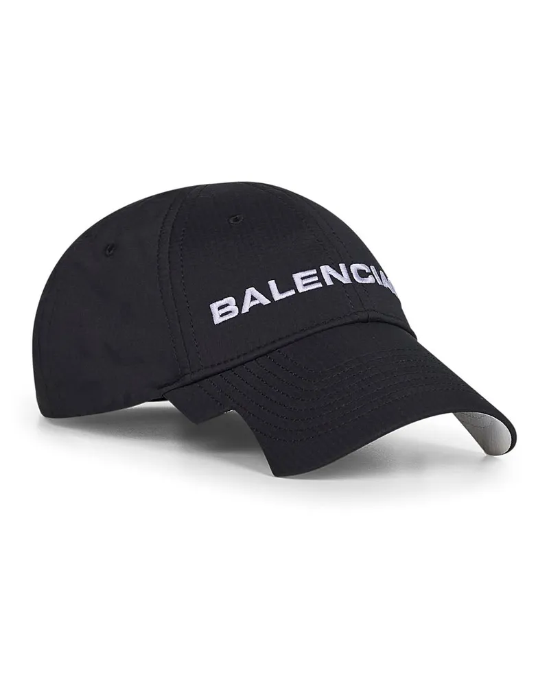 Balenciaga Men's Black Technical Drill Logo Cap Polyester Hat Black