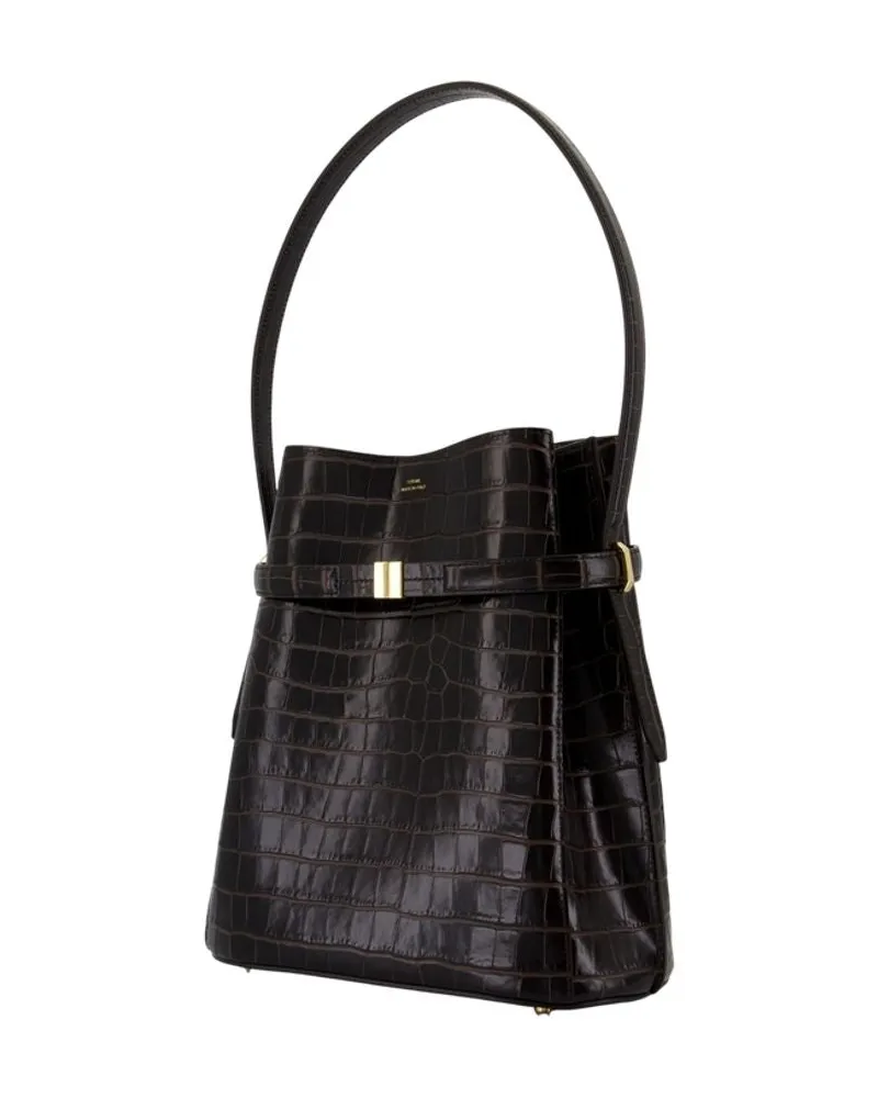 Totême Women's Belted Purse -  Leather Brown Cowhide Bags Handbags-Purses Black