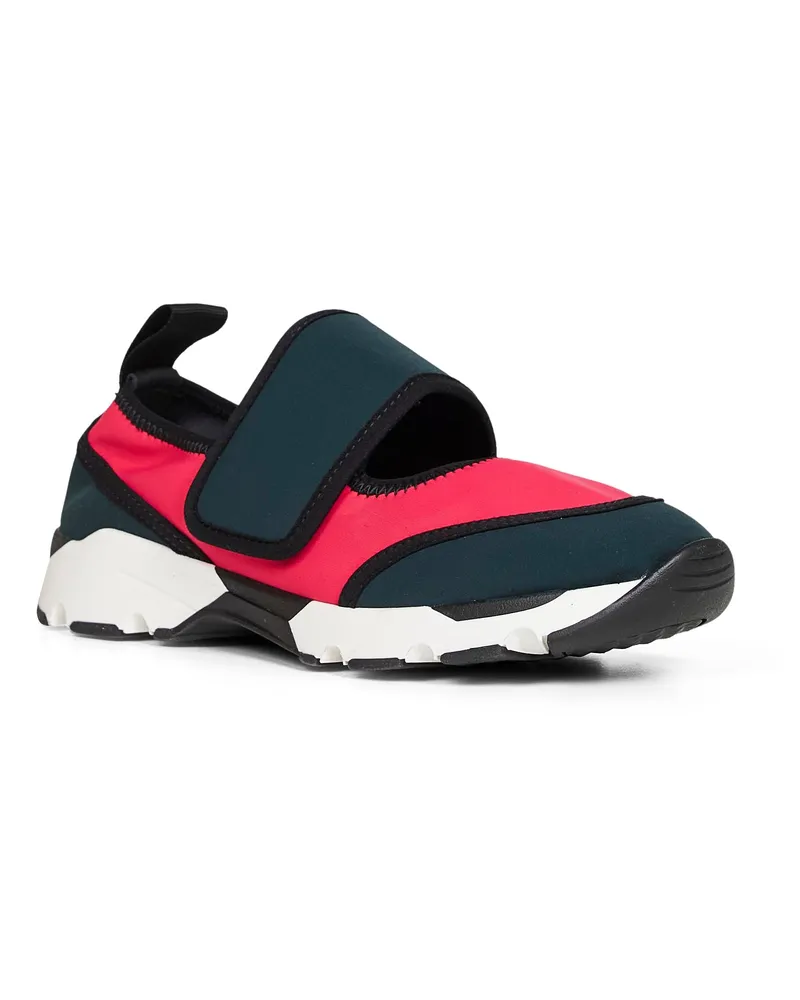 Marni Women's Fuchsia And Green Lycra Mary Jane Sneaker Polyamide Trainers Multicolor