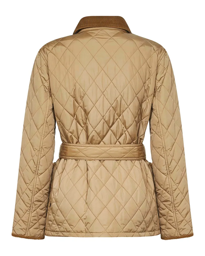 Burberry Women Belted Quilted Jacket Beige Nylon Polyamide Bomber Beige