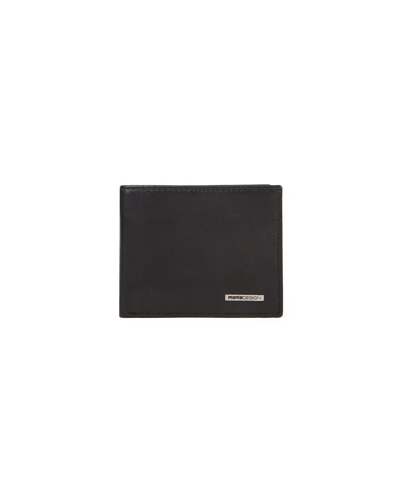 MOMO DESIGN Men's Wallet Black Leather Bags Black