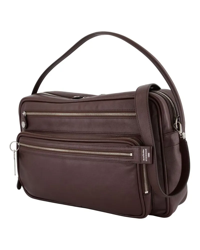 Acne Studios Unisex Camero Shoulder Bag -  Leather Brown Calfskin Shoulder-Hobo-Bags Brown