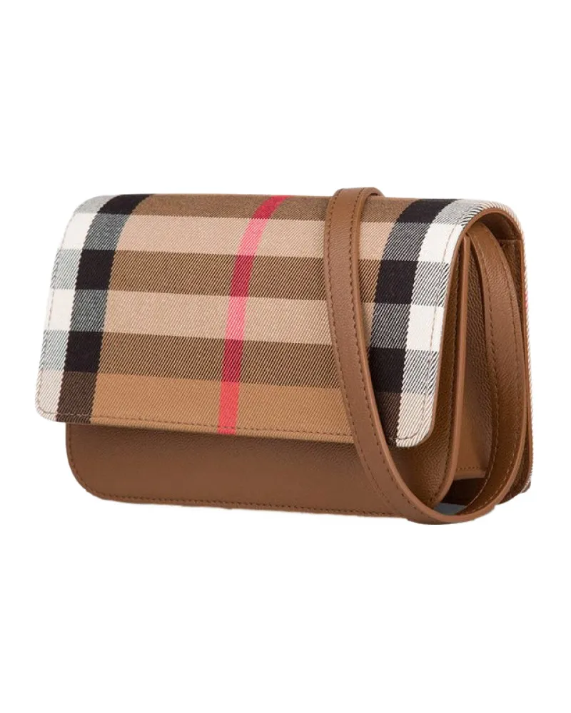 Burberry Women's Madison Shoulder Bag Brown Leather Canvas Brown