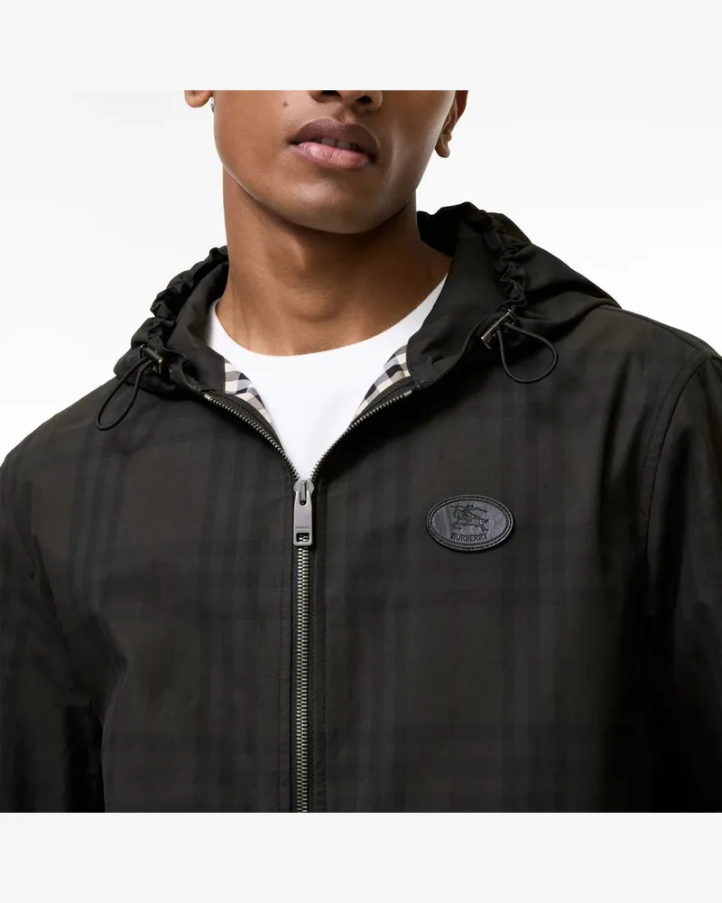 Burberry Hooded Checked Gilet — Black Black