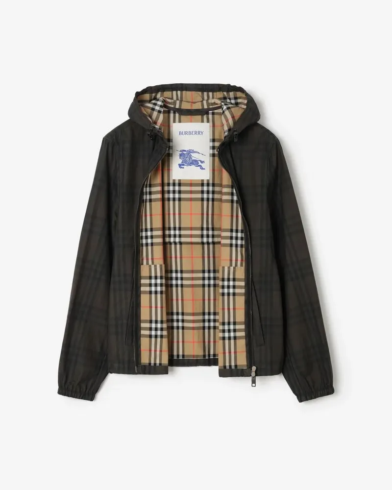 Burberry Hooded Checked Gilet — Black Black