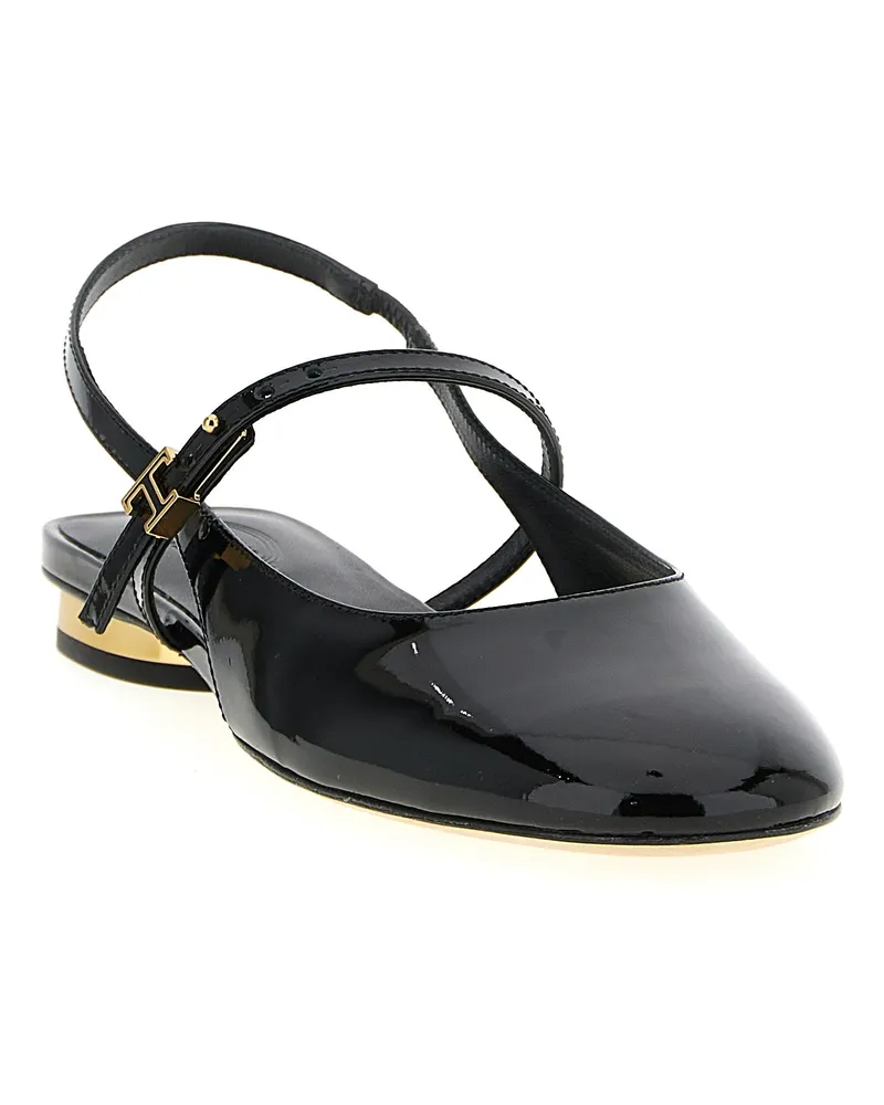 TOD'S Women's Black Calfskin Ballet Flats Black