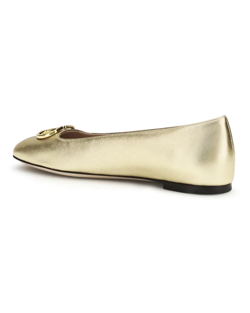 Valentino Garavani Women's Ballerina Flats Vlogo Signature Mekong Shoes Gold