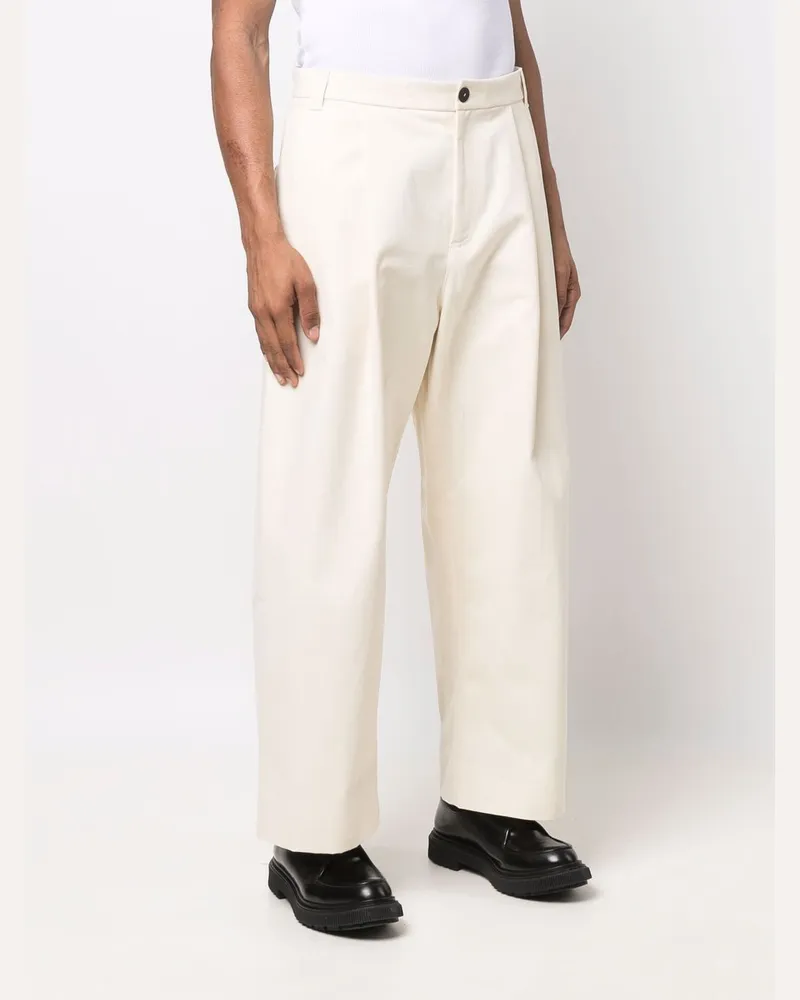 Studio Nicholson Men's Trousers Sorte White Cotton White