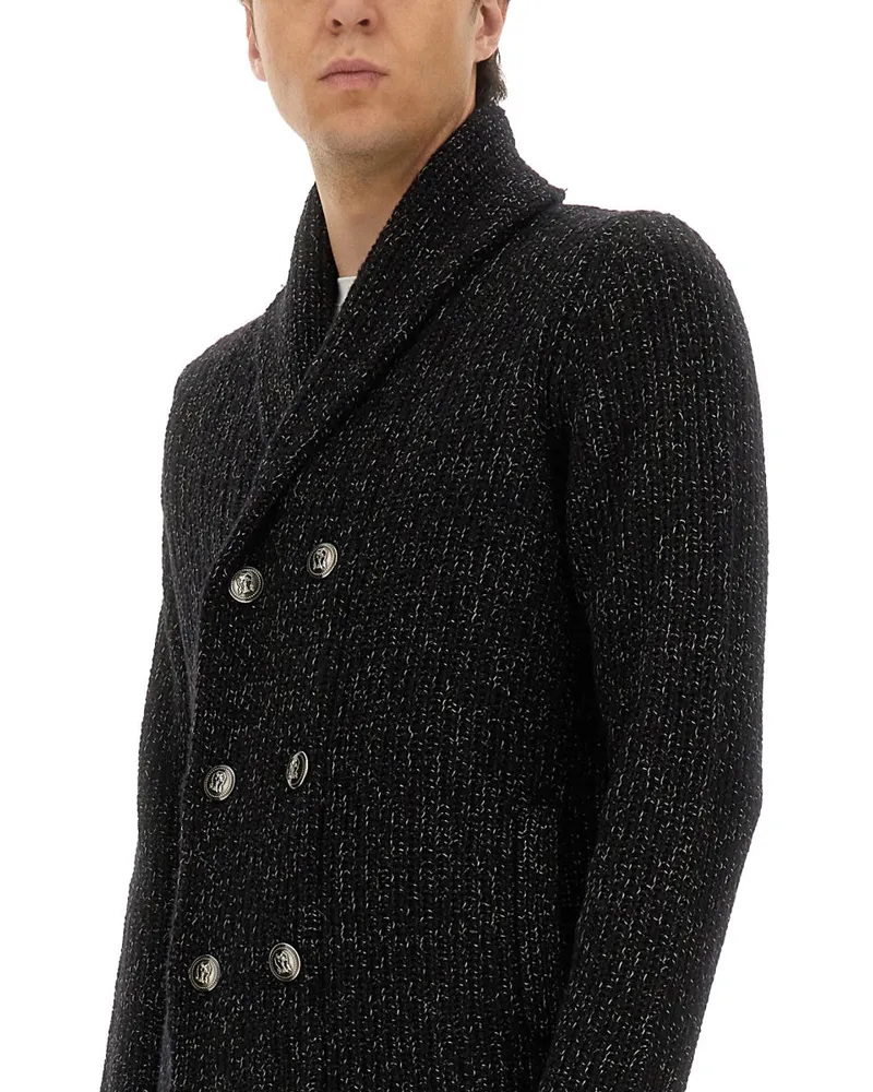 Brunello Cucinelli Double-Breasted Virgin Wool Blend Cardigan — Blue Blue