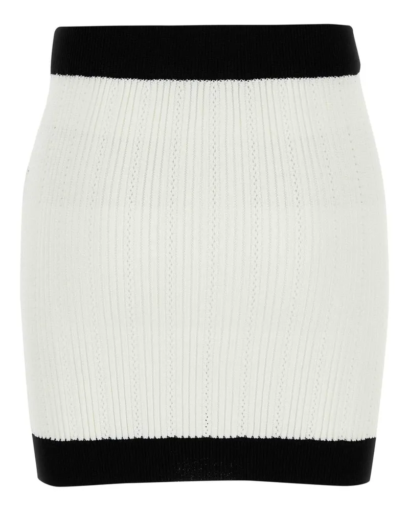 Balmain Women's White Viscose Blend Mini Skirt Blancnoir Polyester Gonne White