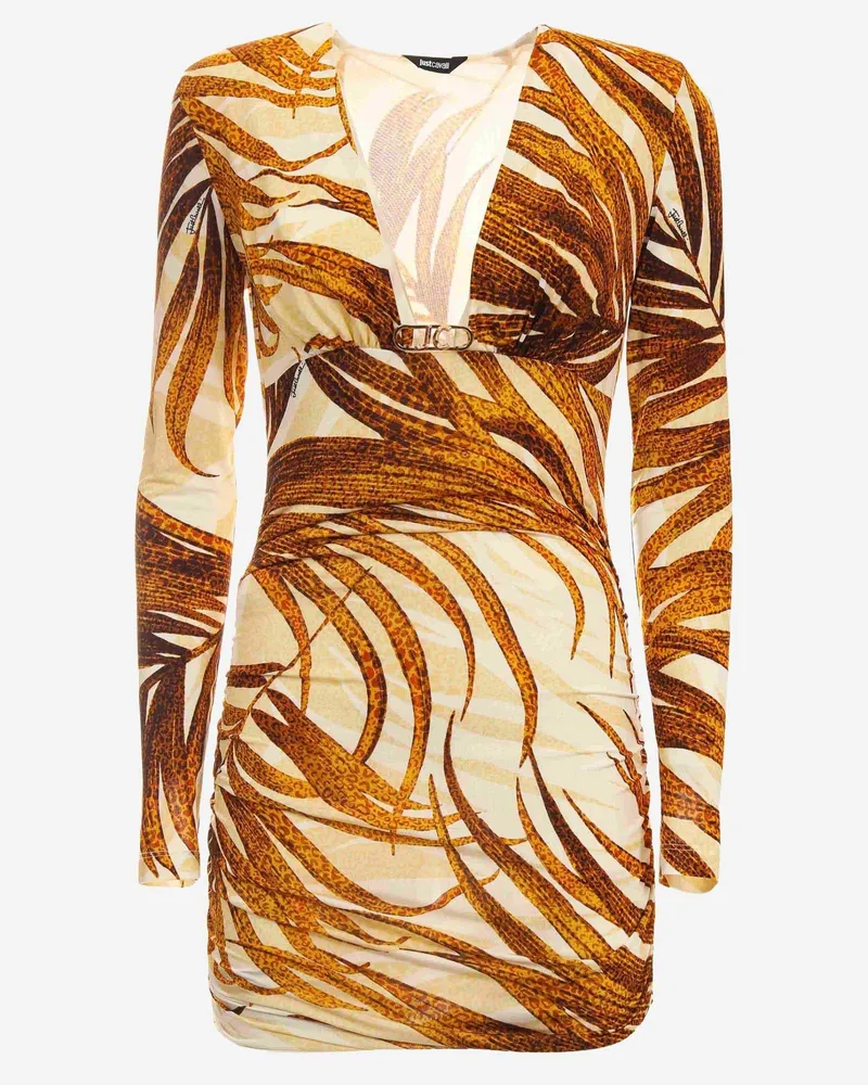 Just Cavalli Women's Dress Printed Stretch Viscose Multicolour Brown