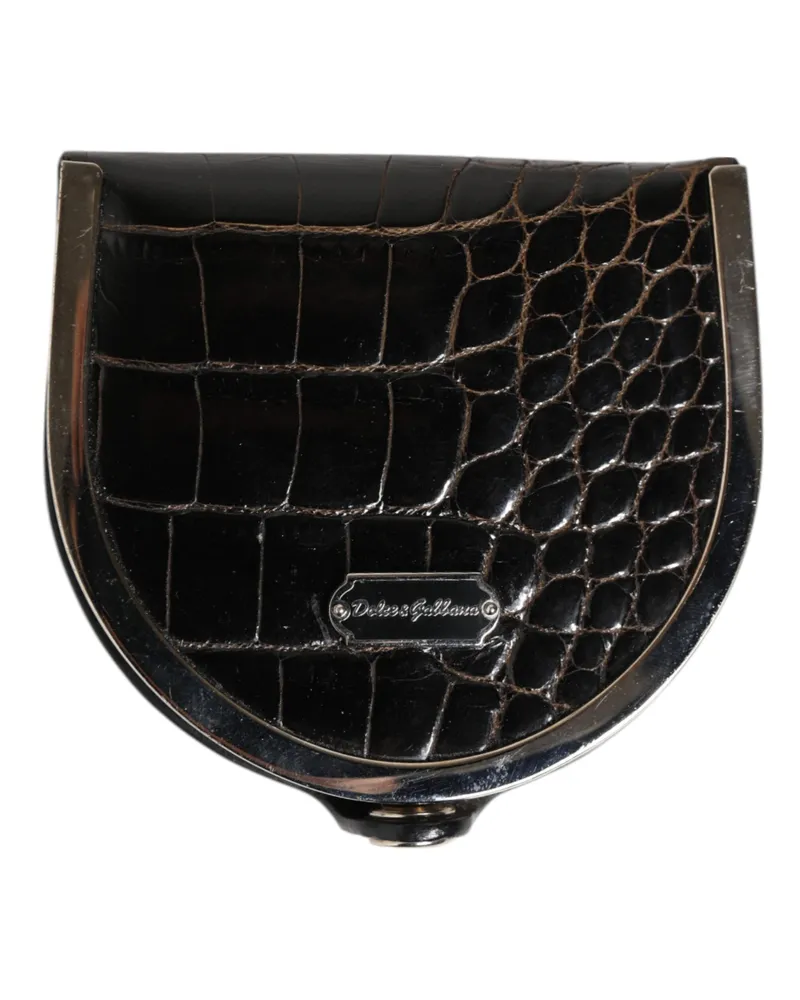 Dolce & Gabbana Polished Alligator Leather Coin Purse — Black Black
