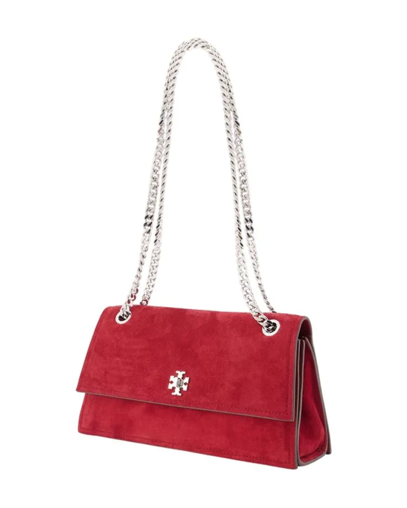 Tory Burch Women's Kira Turnlock Shoulder Bag Leather Red Calfskin Shoulder-hobo-bags Red