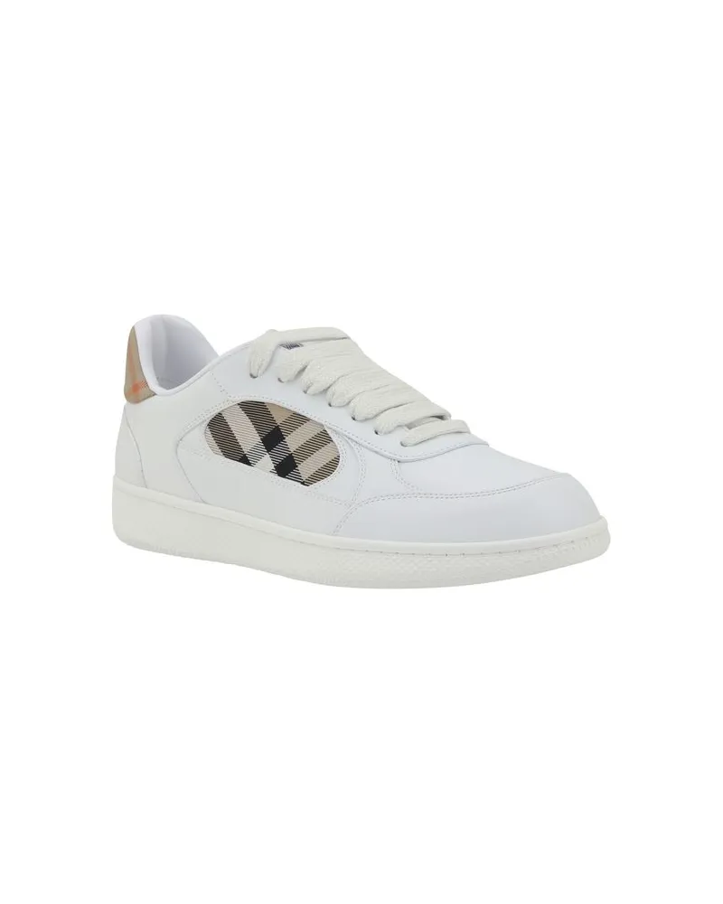 Burberry Men's White Calf Leather Bos Taurus Low Top Sneakers White