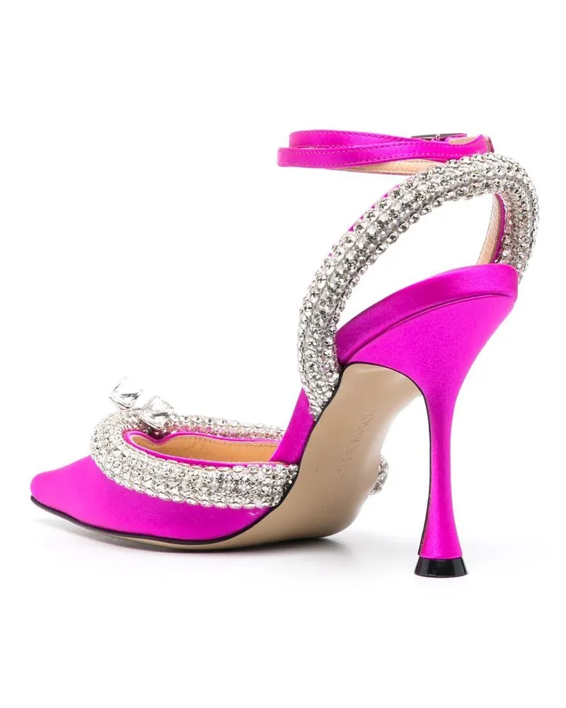Mach & Mach Crystal-Embellished Satin Slingback Pump — Fuchsia Fuchsia