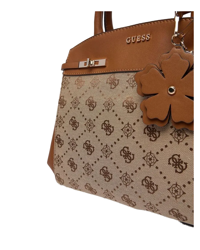 Guess Women's Satchel Bag Latte Logo Polyester - Satchel-Bags Beige