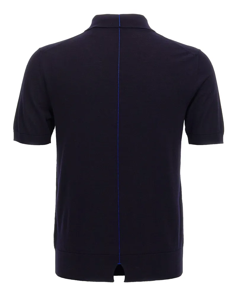 Burberry Men Blue Wool Polo Shirt Navy
