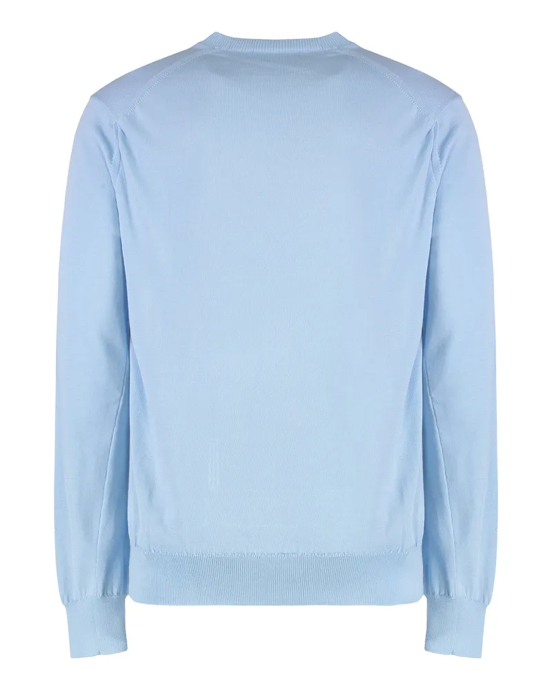 Comme des Garçons Men's Crew-Neck Cotton-Blend Sweater Blue Sweatshirts Blue