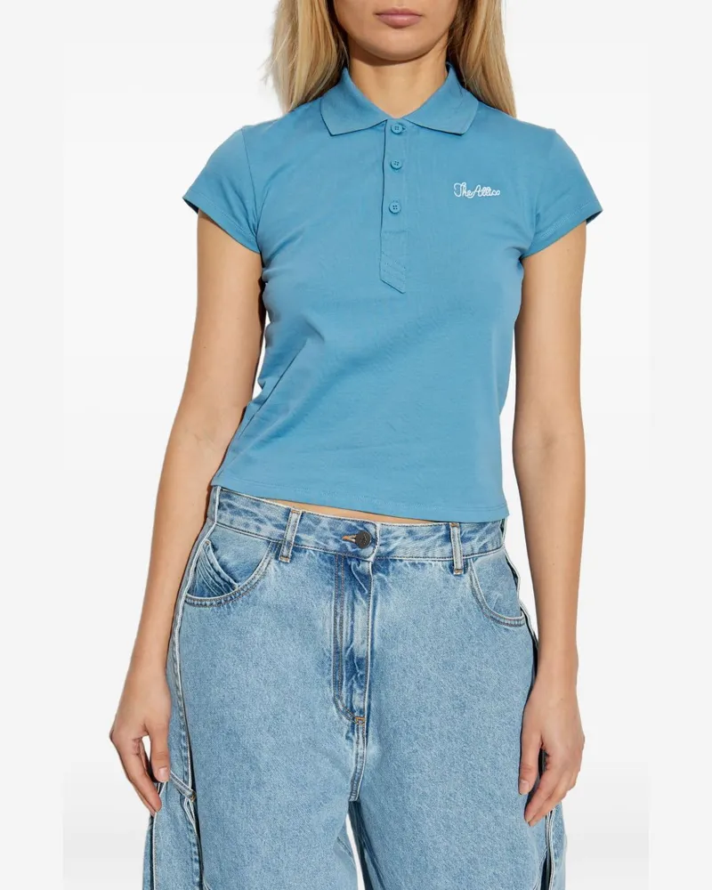 ATTICO Logo-Embroidered Cotton Jersey Polo — Blue Blue