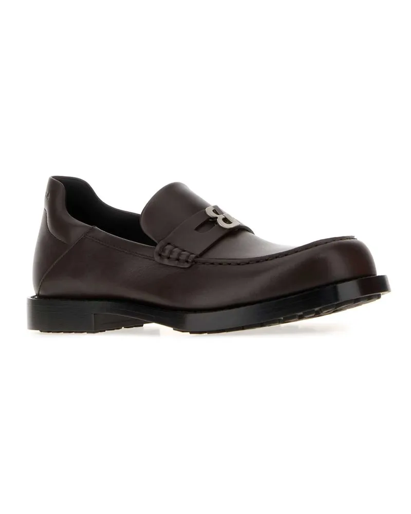 Balenciaga Women's Dark Brown Leather Comfy Loafers Moka-Silver Mocassini Moka/silver Brown