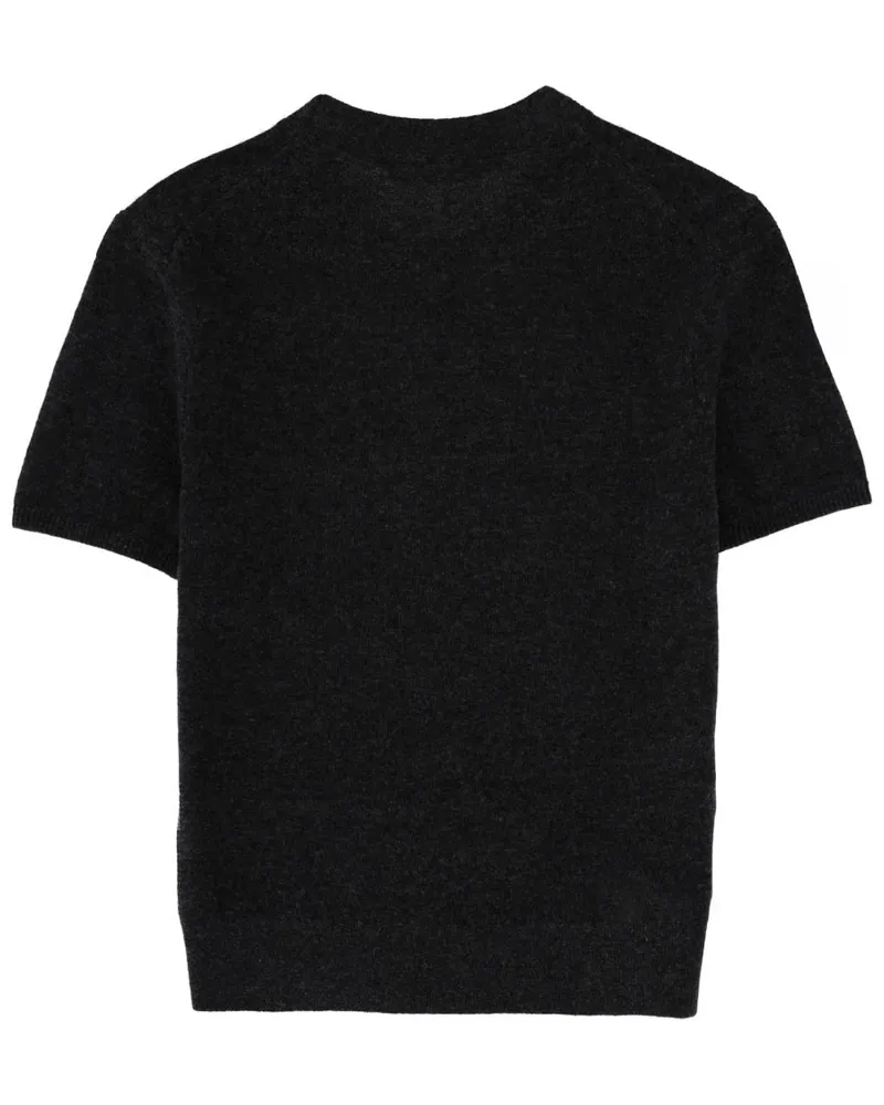 Alexander Wang Logo-Embroidered Wool T-Shirt — Gray Gray