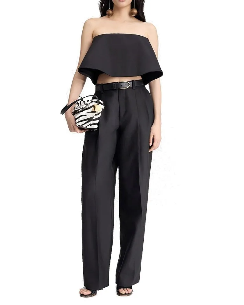 Jacquemus Women's Black Silk Flared Pants Black