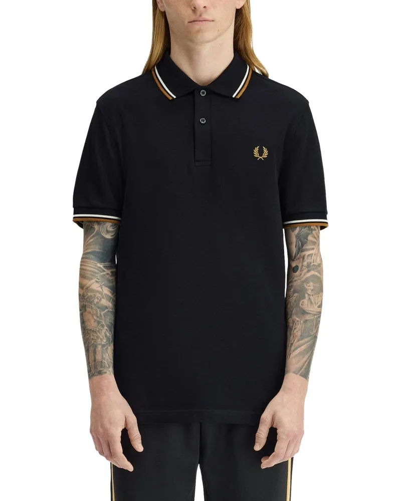 Fred Perry Embroidered Logo Cotton Polo Shirt — Black Black
