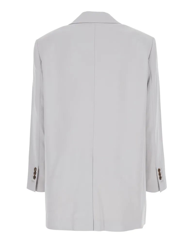 Theory Women's Grey Single Breasted Jacket With Classic Lapels Metallic Triacetate Blazers Gray