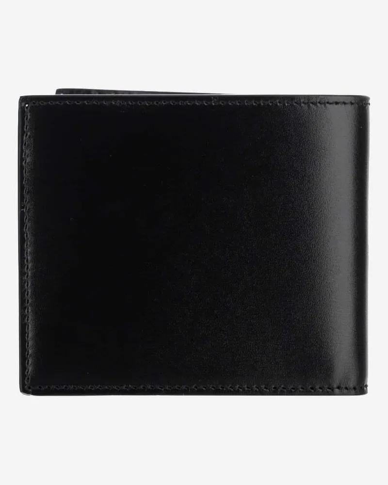 Saint Laurent Men's Cassandre East-West Glossy Leather Tiny Wallet Black Calfskin & Cardholders Black