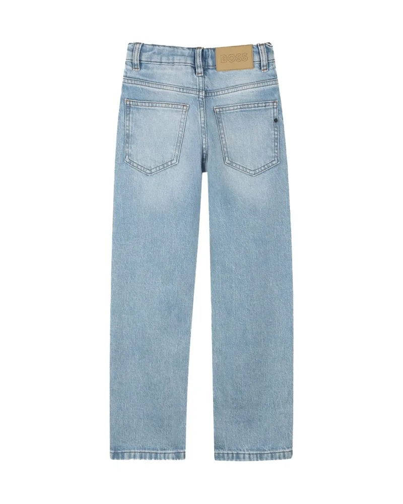 HUGO BOSS Button-Front Cotton Jeans — Gray Gray