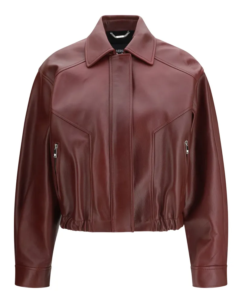 Versace Women's Leather Jacket Dark Burgundy Calf Burgundy
