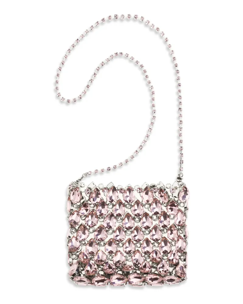Self-Portrait Women's Crystal Mesh Pouch Pink Polyester Shoulder Bags Pink