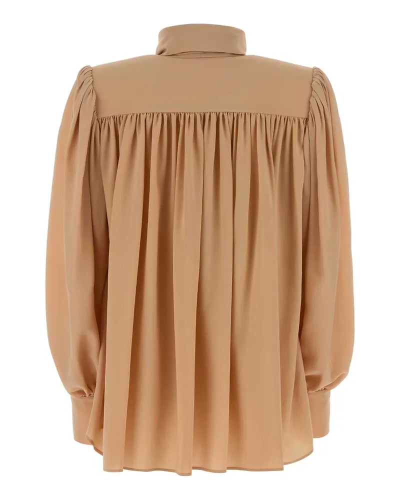 Chloé Women's Powder Pink Crepe Blouse Sandbrown Exterior: Silk Maglie Sweater Beige