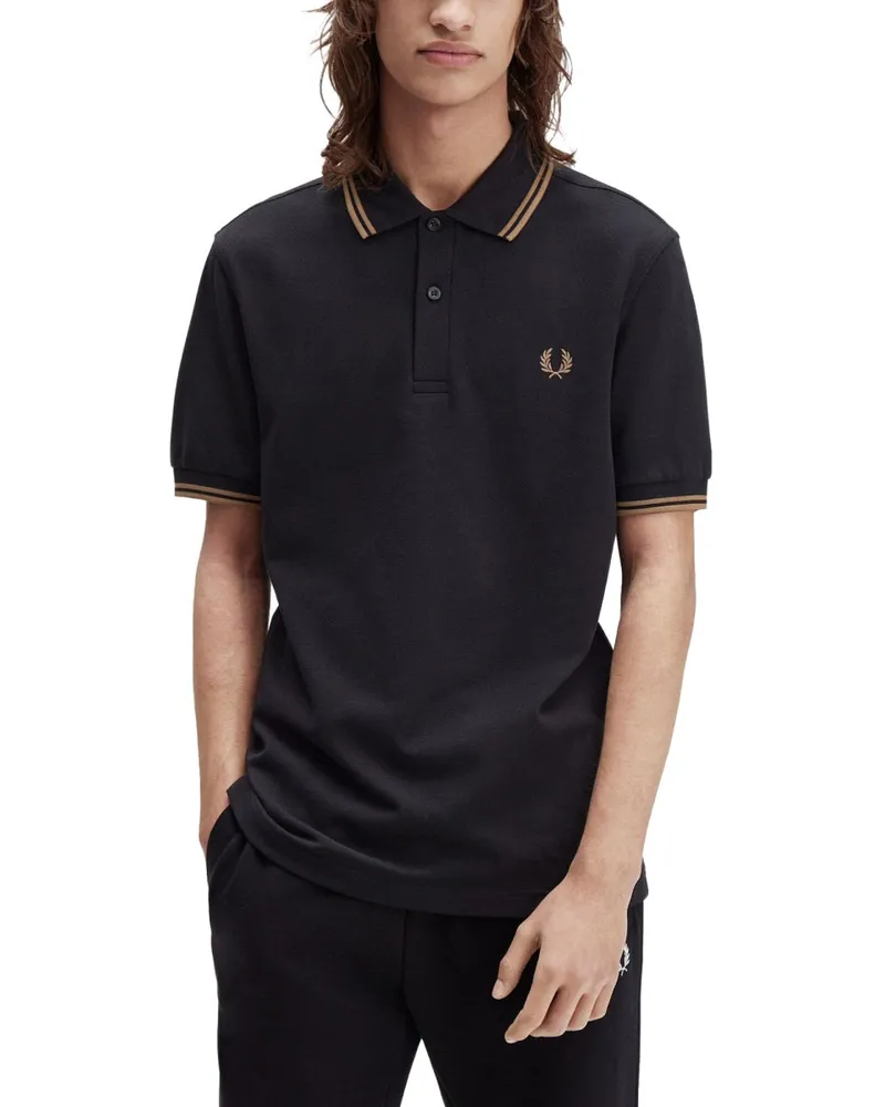 Fred Perry Logo-Embroidered Cotton Polo Shirt — Black Black