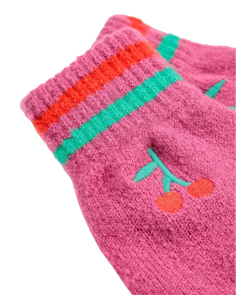 BOBO CHOSES Knitted Gloves — Fuchsia Fuchsia
