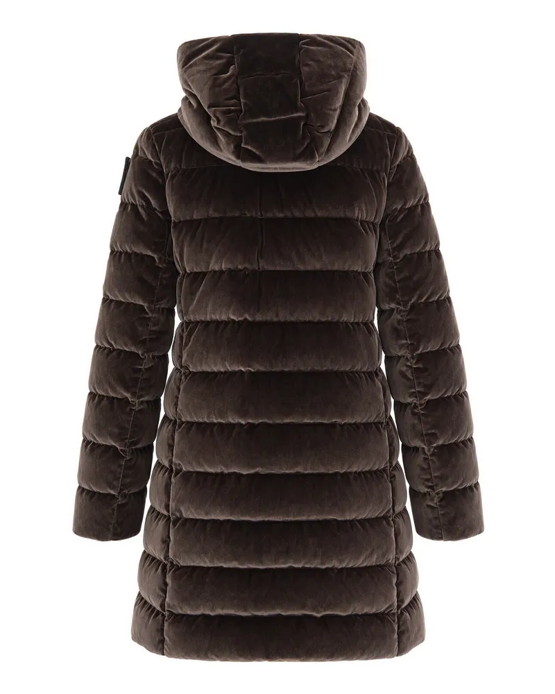 Blauer Velvet Long Puffer Jacket — Brown Brown