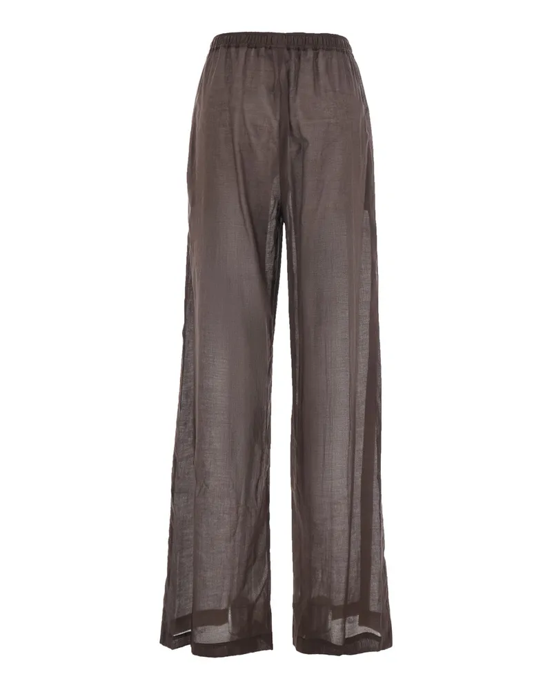 Federica Tosi Women's High-Waisted Cotton Muslin Pants Brown Trousers Brown