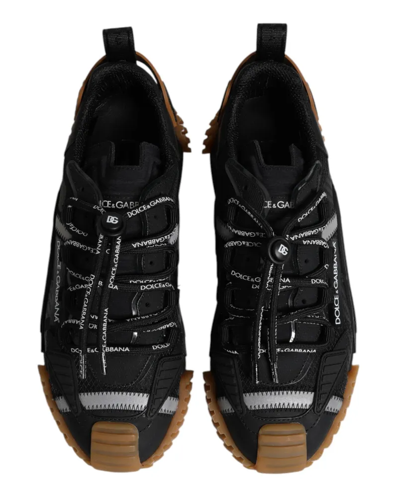 Dolce & Gabbana Men's Black Logo Lace Up Low Top Ns1 Sneakers Shoes And Brown Black