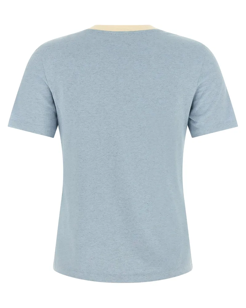 Chloé Cactus-Embroidered Cotton T-Shirt — Blue Blue
