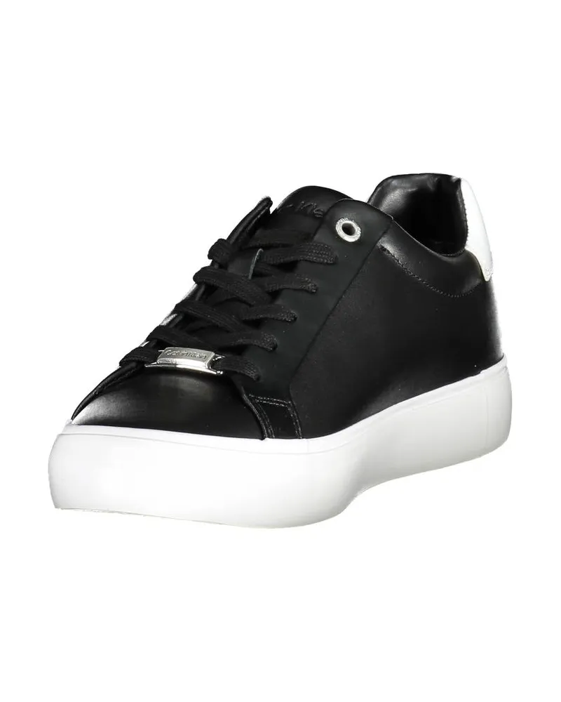 Calvin Klein Leather and Nylon Sneaker — Black Black