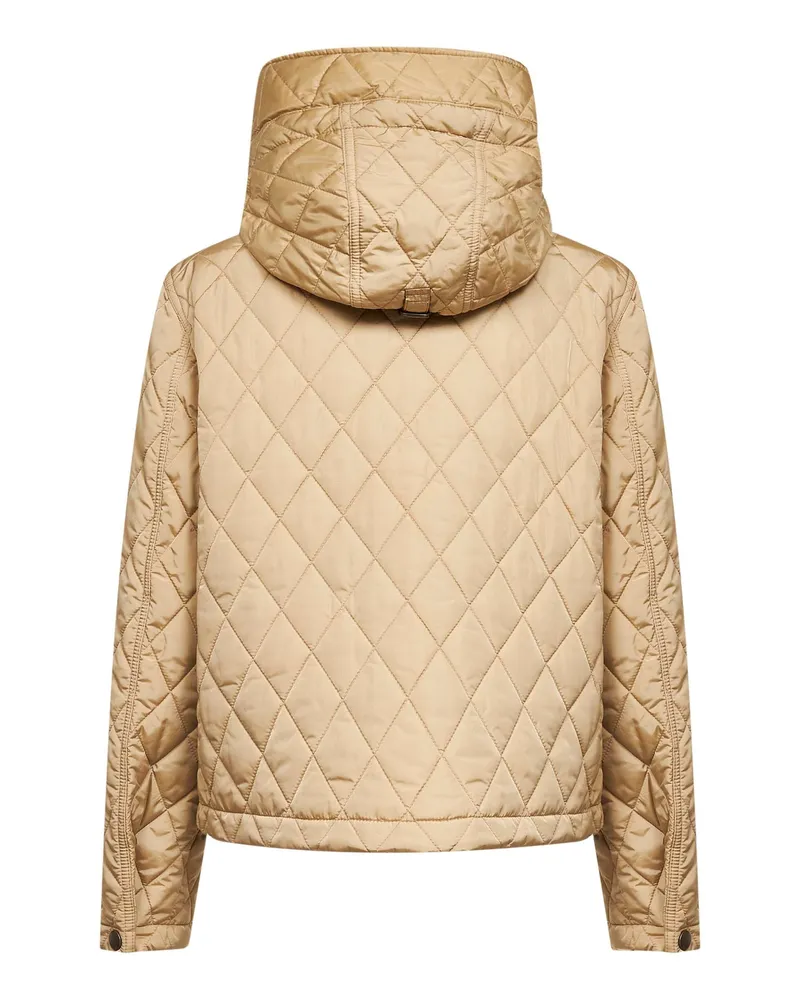 Burberry Women's Cropped Quilted Hooded Jacket Flax Beige Polyamide Bomber Beige
