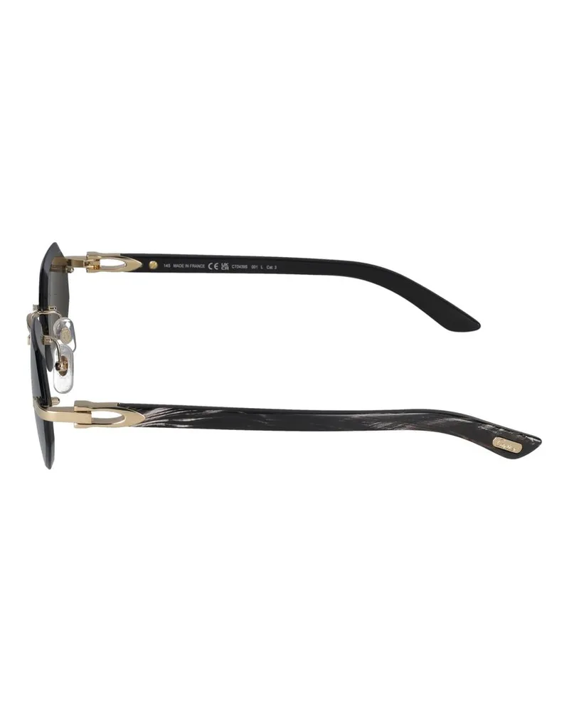 Cartier Men's Sunglasses  Ct0439s 001 Gold Black Grey 19-145 Metal Black
