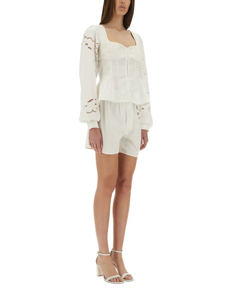 Marine Serre Upcycled Cotton Shorts — White White