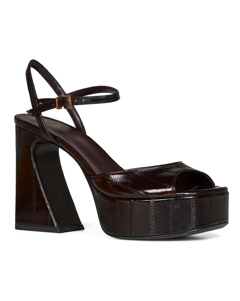 Fendi Women's Platform Sandals Arco Brown Hagfish Leather Calf Brown