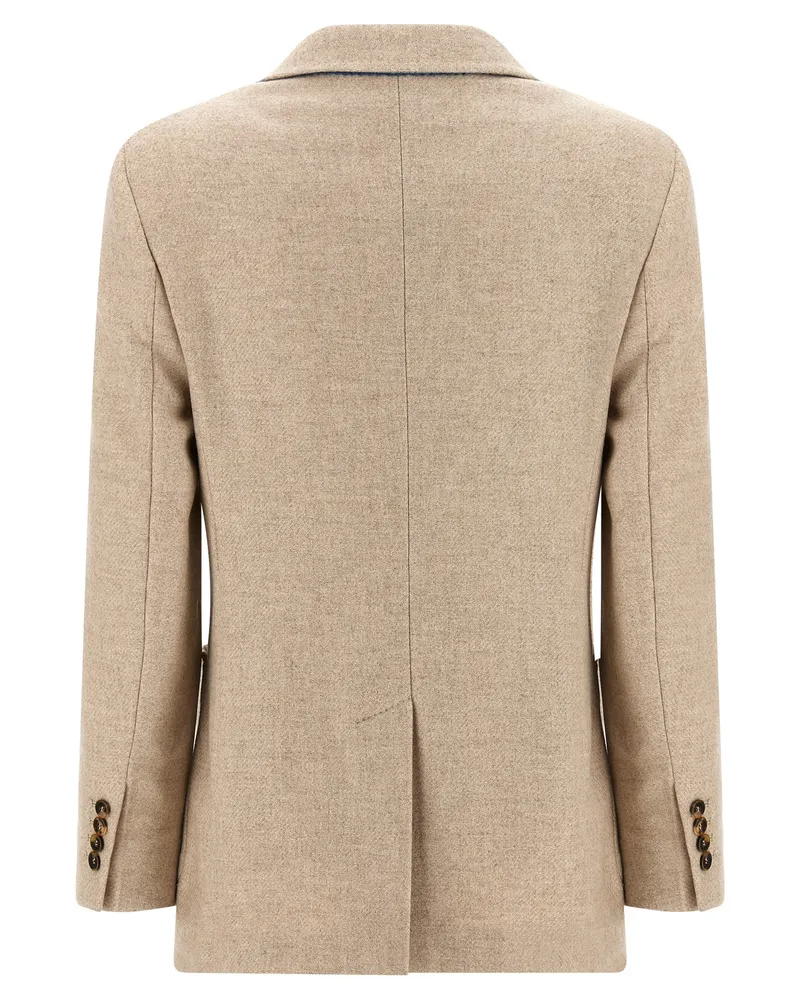 Max Mara Women's Beige Alpaca Leather Blazer Clothing Beige