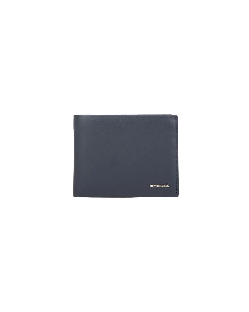 MOMO DESIGN Men's Wallet Blue Genuine Leather Bags Navy