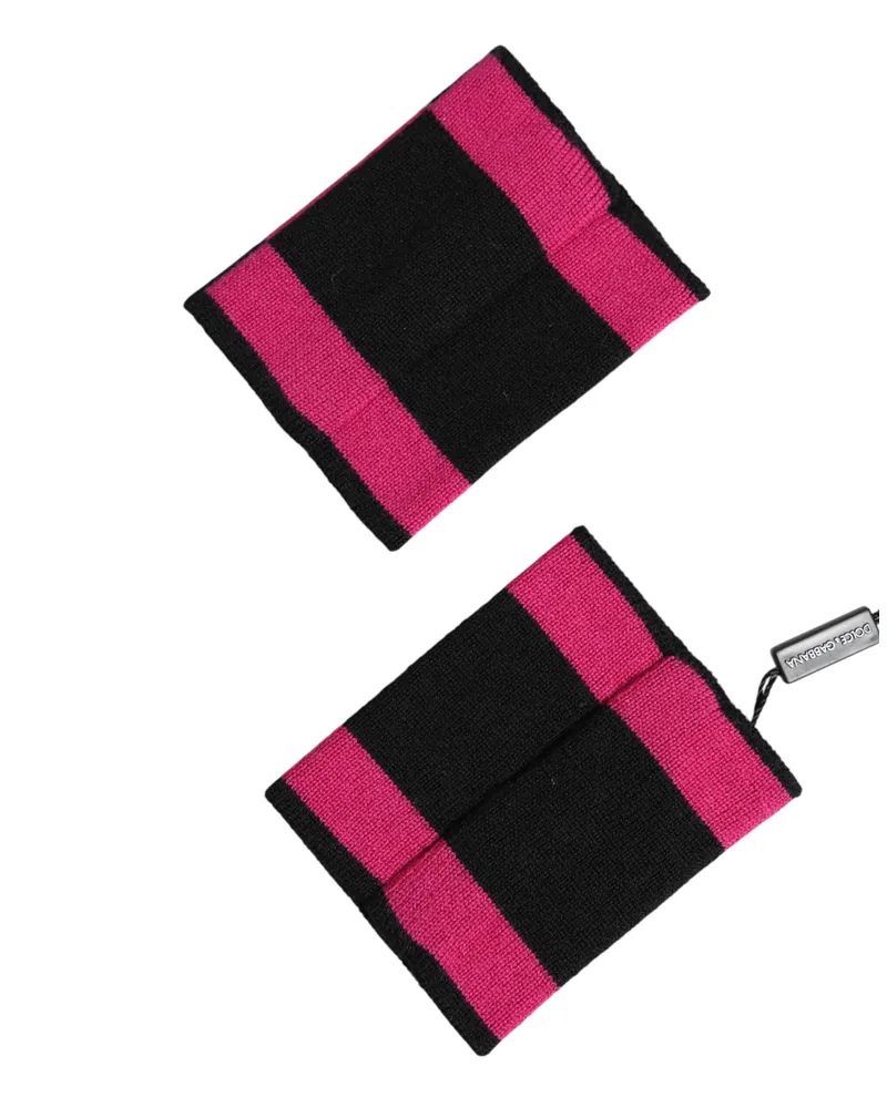 Dolce & Gabbana Men's Black Pink Dg Logo Cashmere 1 Pair Wristband 03+pa+vi+ws Accessory Black